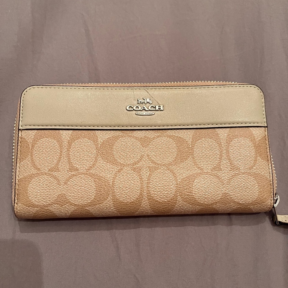 Coach Tan and Sea-foam Green Wallet